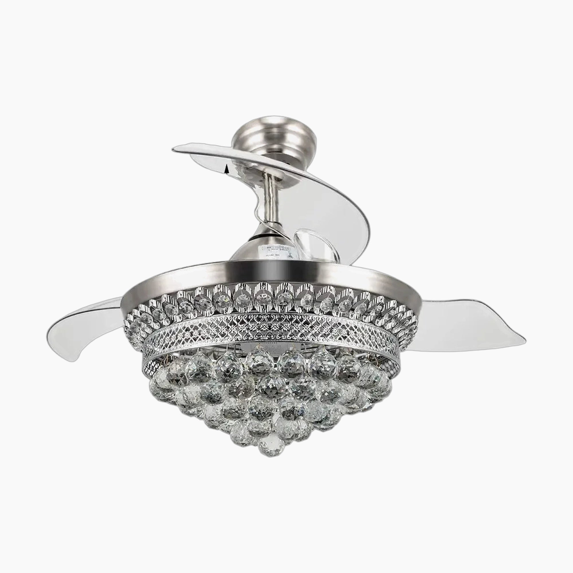 Maison Ornate Crystal Bedroom Chandelier features three clear blades and a crystal-embellished LED center.