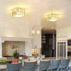 Two Maison Ornate Modern Crystal Hallway Chandeliers with LED lighting and elegant crystal detailing.