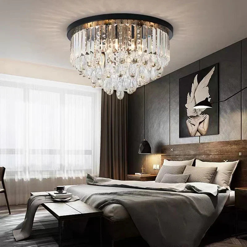 Maison Ornate Luxury American Style LED Crystal Ball Chandelier with sparkling crystals and elegant gold accents.