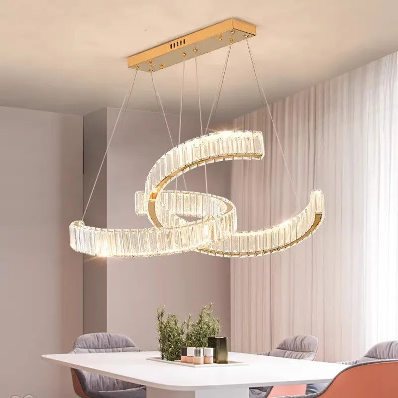 Maison Ornate Postmodern Design Crystal Stainless Steel Chandelier with elegant gold finish, sparkling crystal accents.
