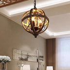 Maison Ornate American Country Style chandelier featuring crystals and wood in an intricate, elegant design.