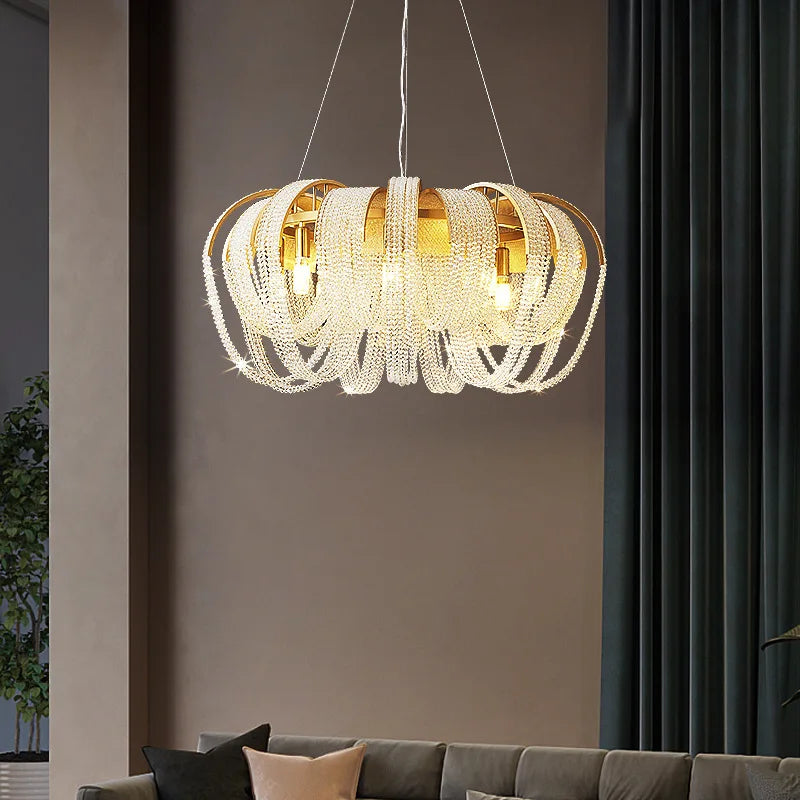 The Maison Ornate Original Crystal Dining Room Chandelier with intricate details and sparkling crystal accents.