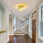 Maison Ornate Luxurious Round Crystal Hallway LED Chandelier, elegant design with warm, radiant illumination.