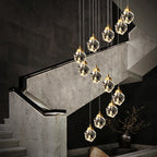 Maison Ornate Elegant Crystal Chandelier, modern design, features cascading LED lights and crystal details.