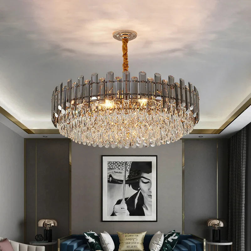 lustre led de luxe en cristal moderne 	 
