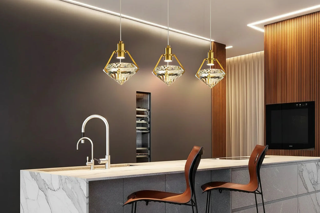 Maison Ornate Modern Crystal Hallway Chandelier with LED Creative Shapes, featuring intricate crystal detailing.