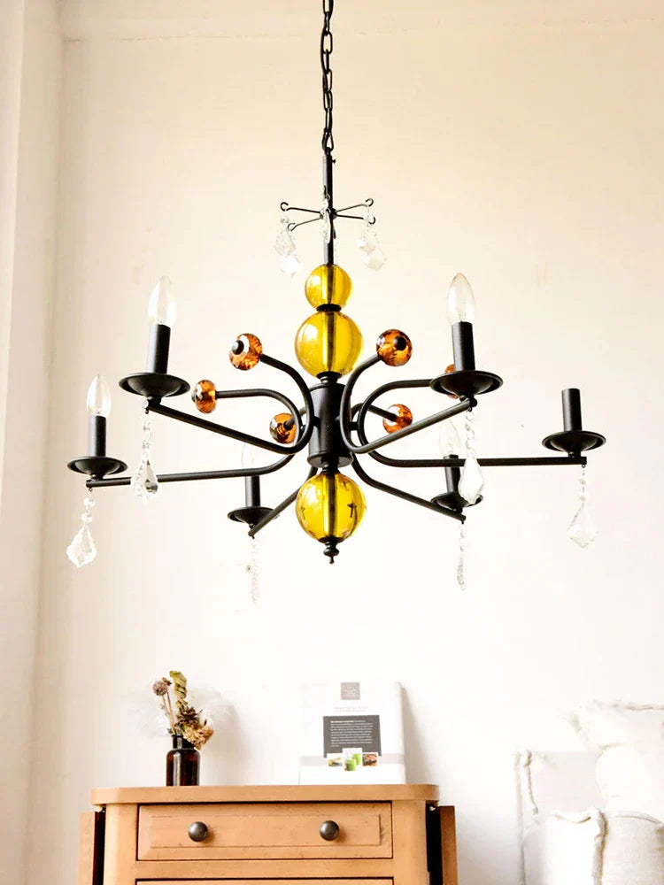 The Maison Ornate Vintage Crystal Chandelier with LED lighting, elegant design and sparkling crystal accents.