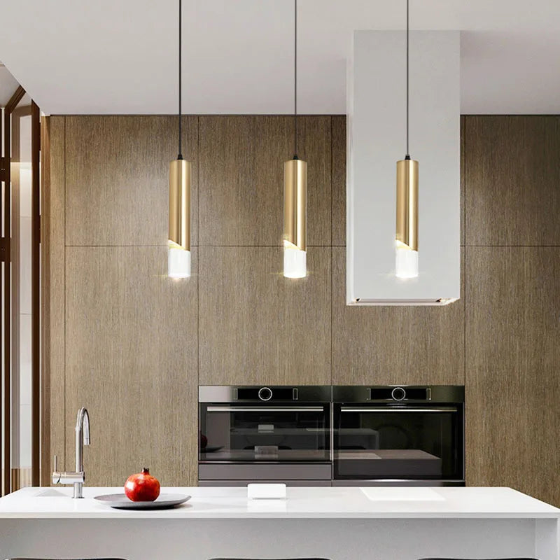 Three Maison Ornate Crystal LED Cylinder Iron Shape chandeliers with intricate detailing and elegant clear crystal accents.