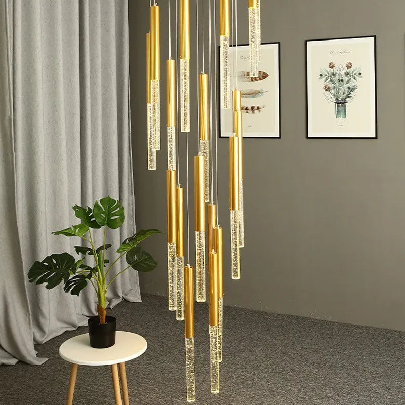 Maison Ornate Luxury Nordic Crystal Chandelier hangs overhead, featuring intricate crystal accents and elegant modern design.