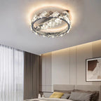 Maison Ornate Stainless Steel Crystal Hallway Modern Chandelier with geometric details and warm glow.