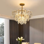 Maison Ornate Crystal Ball Chandelier with Flower Accents, elegant hanging light fixture with intricate design.