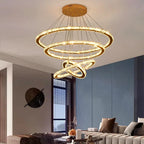Maison Ornate Modern LED Crystal Hanging Light chandelier with intricate crystal detailing and contemporary design.