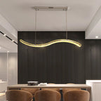 Maison Ornate Modern Crystal Chandelier with Stainless Steel Bands, sleek design and sparkling crystal accents.