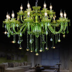 The Maison Ornate Baroque Crystal Chandelier with candle-style bulbs and sparkling crystal pendants.