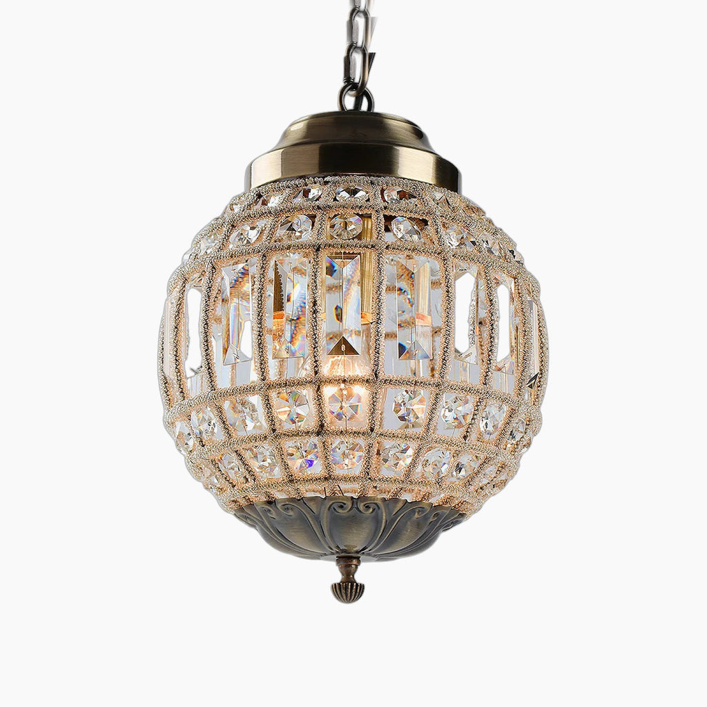 Vintage Empire Style chandelier with brass oval frame, crystal accents, and warm LED illumination.