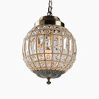 Vintage Empire Style chandelier with brass oval frame, crystal accents, and warm LED illumination.