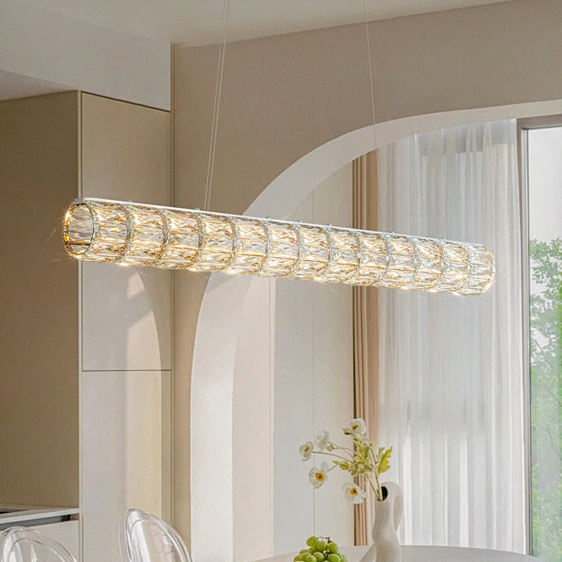 The Maison Ornate K9 Crystal LED Modern Interior Chandelier with gleaming crystal accents and sleek design.
