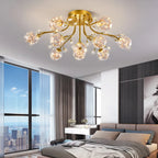 Maison Ornate Nordic Crystal Bedroom Chandelier LED Glass Flower with intricate, stylish hanging design.