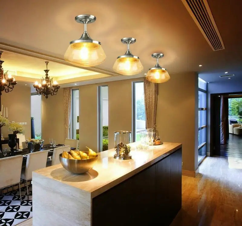 lustre rétro-industriel en cristal clair lumière intérieure