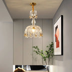 Maison Ornate Crystal Chandelier with Suspended LED Lighting; elegant fixture with sparkling crystal accents.