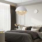 Maison Ornate Charming Hemispheric Crystal Bedroom Chandelier, semi-flush mount, with sparkling crystal accents.