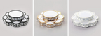 Golden Crystal Floral Decorative LED chandelier with intricate crystal details and gold highlights, elegantly illuminated.