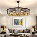 Maison Ornate Luxury Nordic Crystal Chandelier with geometric crystal details and a gold finish.