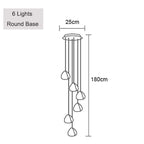 Line drawing of Maison Ornate LED Crystal Icicle chandelier, 25 cm round base, six pendants.
