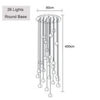 Maison Ornate’s crystal LED icicle chandelier with 26 pendant lights on a round base.
