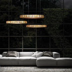 Maison Ornate Modern LED Crystal Ring with Diamonds Chandelier suspended elegantly from the ceiling.