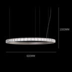 Maison Ornate Modern LED Crystal Ring Chandelier with diamond-like edge, wire-suspended, 1000mm by 600mm.