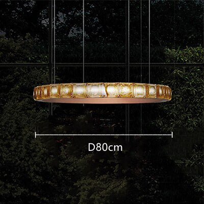 Maison Ornate Modern LED Crystal Ring Chandelier, 80 cm gold, with diamond accents.