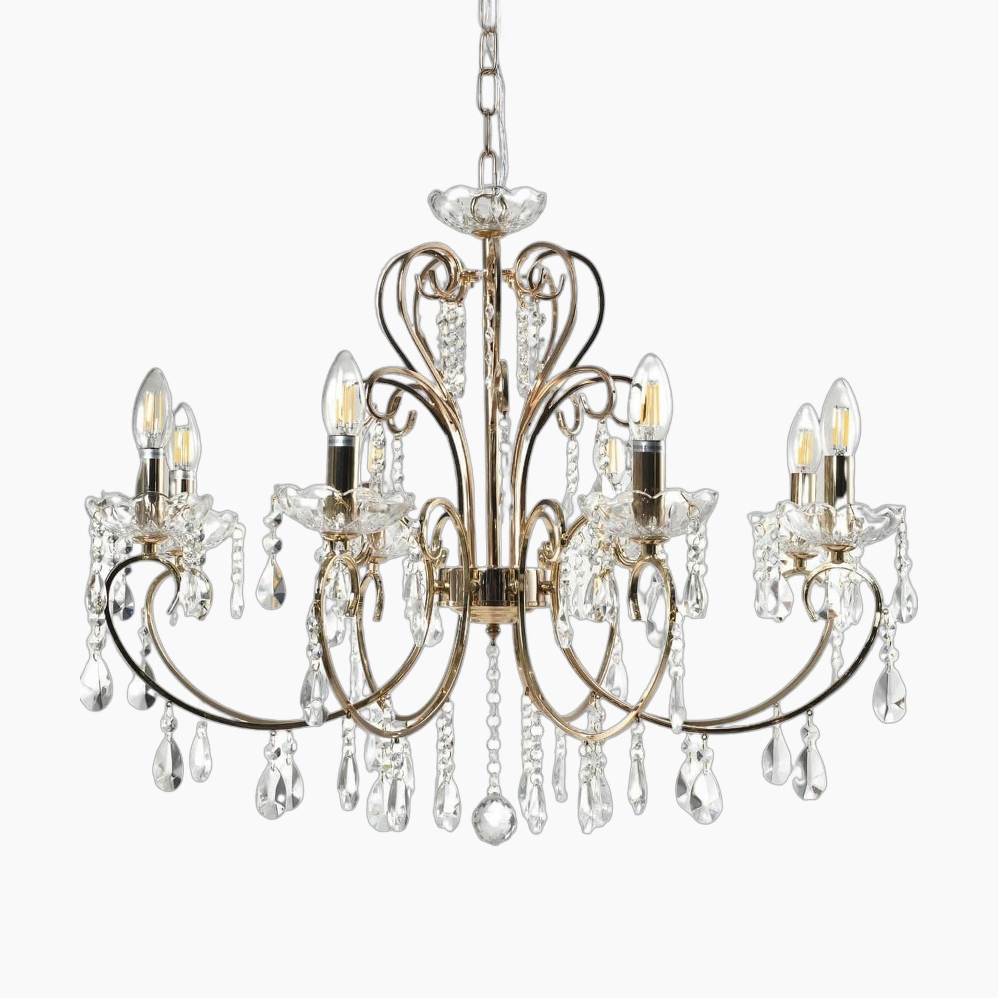 Lustre baroque en cristal 8 bras couleur or rose E14