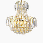 Maison Ornate Gold Crystal Chandelier 60cm with modern K9 steel, crystal beads, bright sparkling prisms.