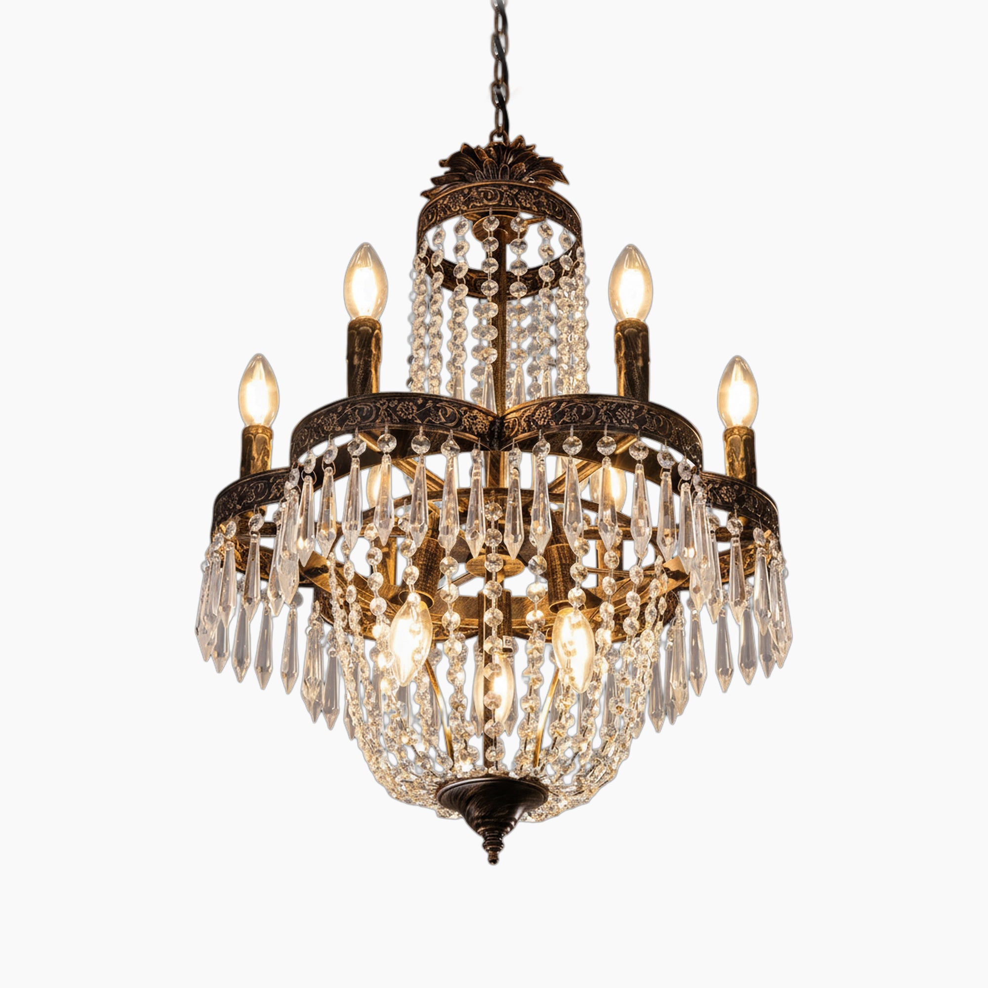 French Empire Style 9-Light Crystal Chandelier
