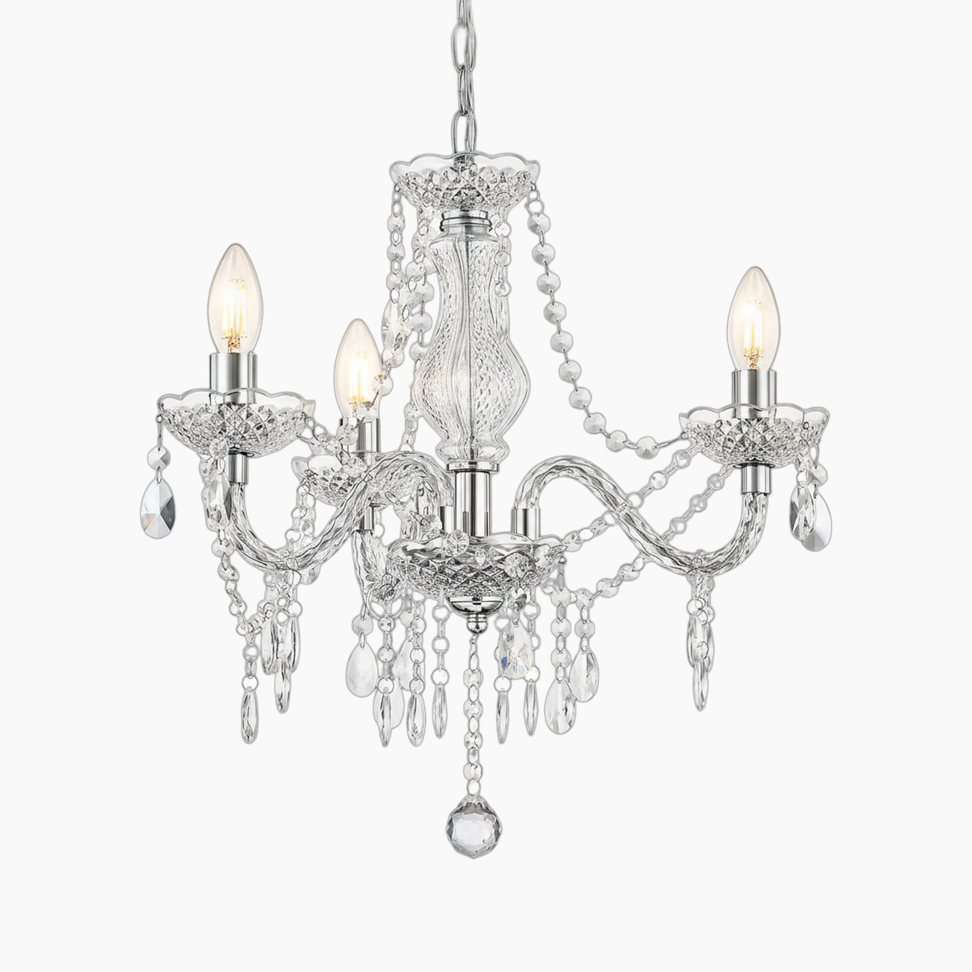 3-Light Adjustable White Acrylic Crystal Dining Chandelier