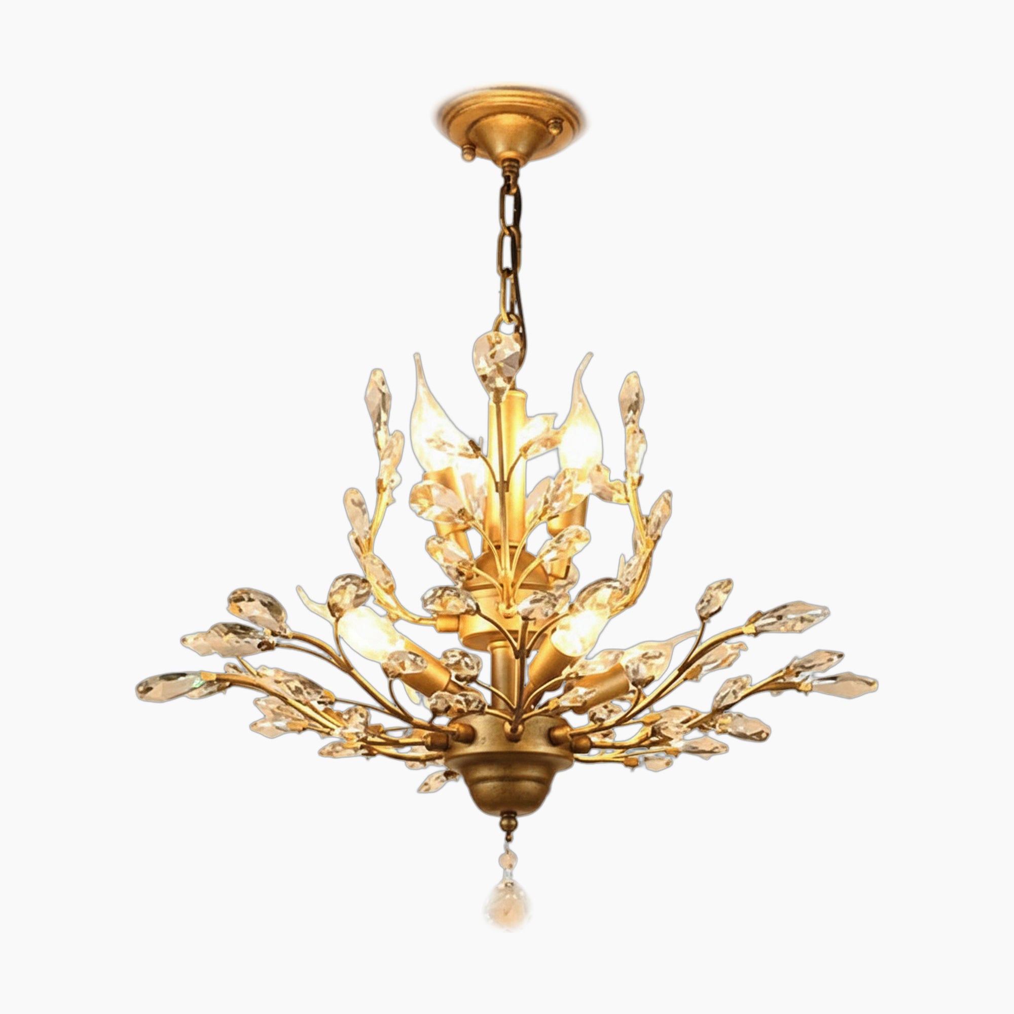 Vintage Crystal Chandelier Adjustable Industrial Gold Branches