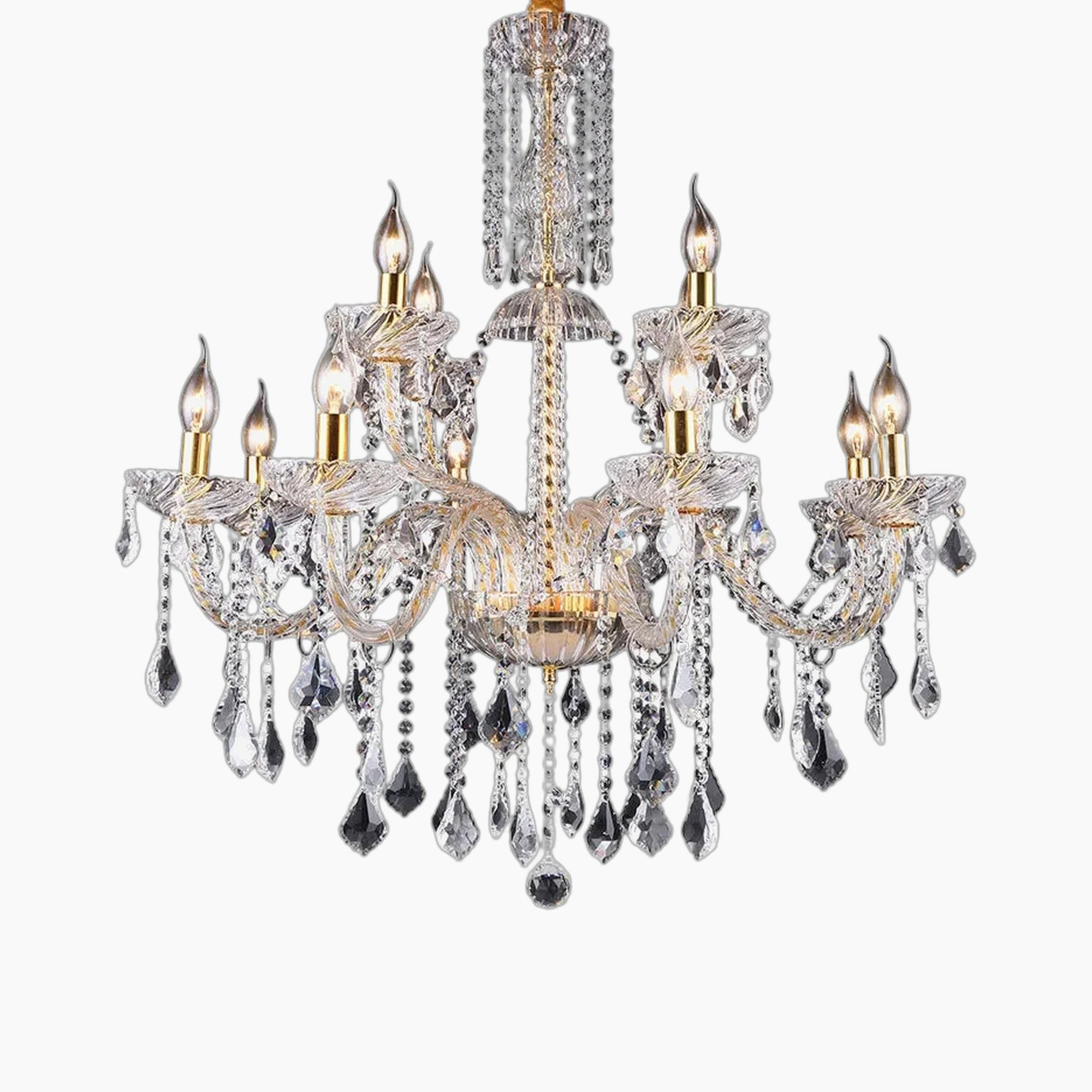 European Crystal Chandelier with Gold Tassels for Living Room
