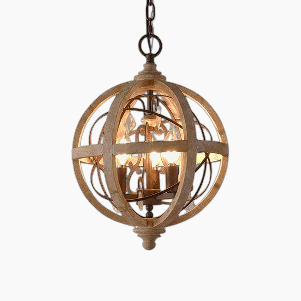 Maison Ornate Art Deco Crystal Chandelier with solid wood suspension and crystal accents, chain-hung.