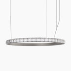 Maison Ornate Modern LED Crystal Ring Chandelier with circular frame and diamond-cut glass accents.