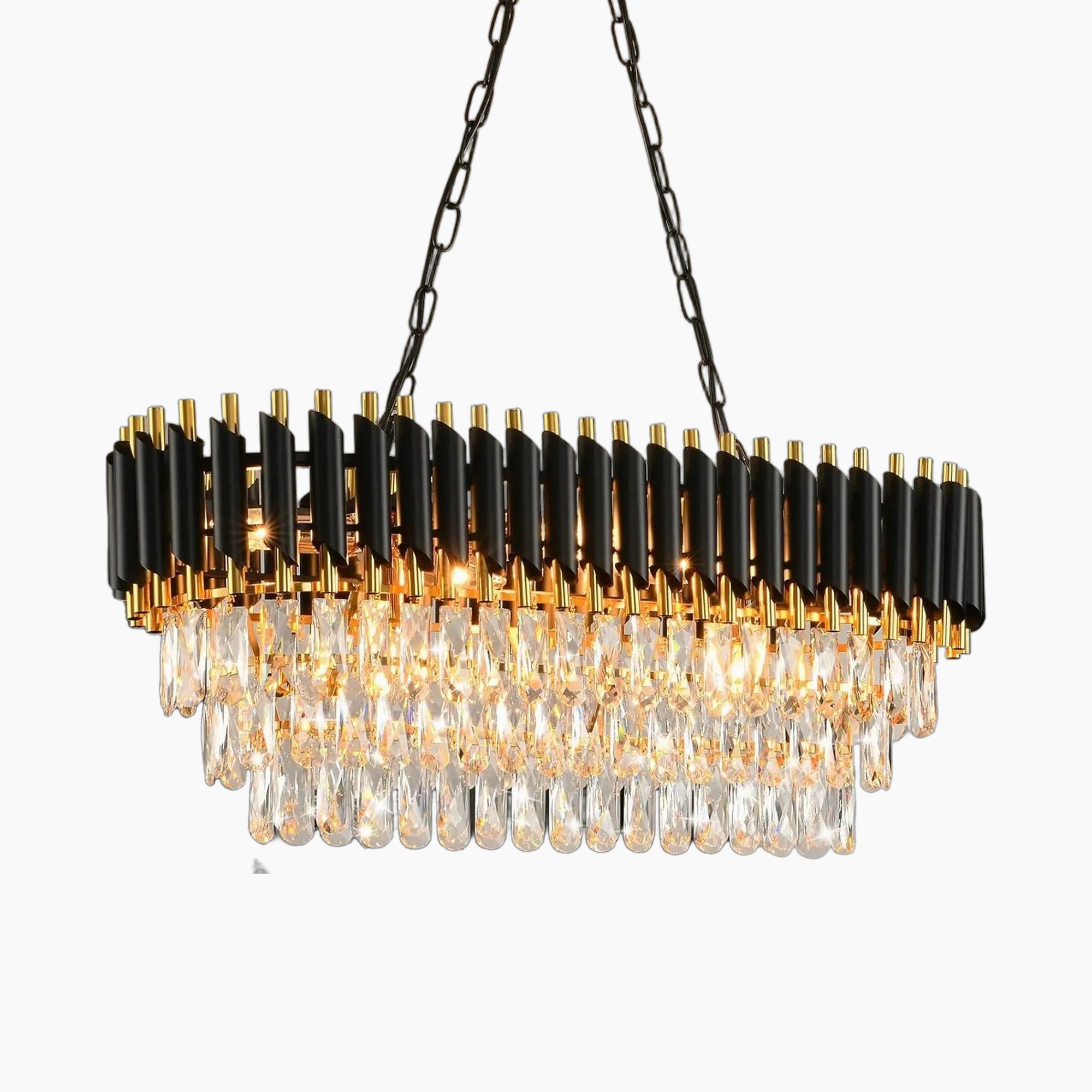Three-Tier Crystal Dining Room Chandelier, Iron Frame