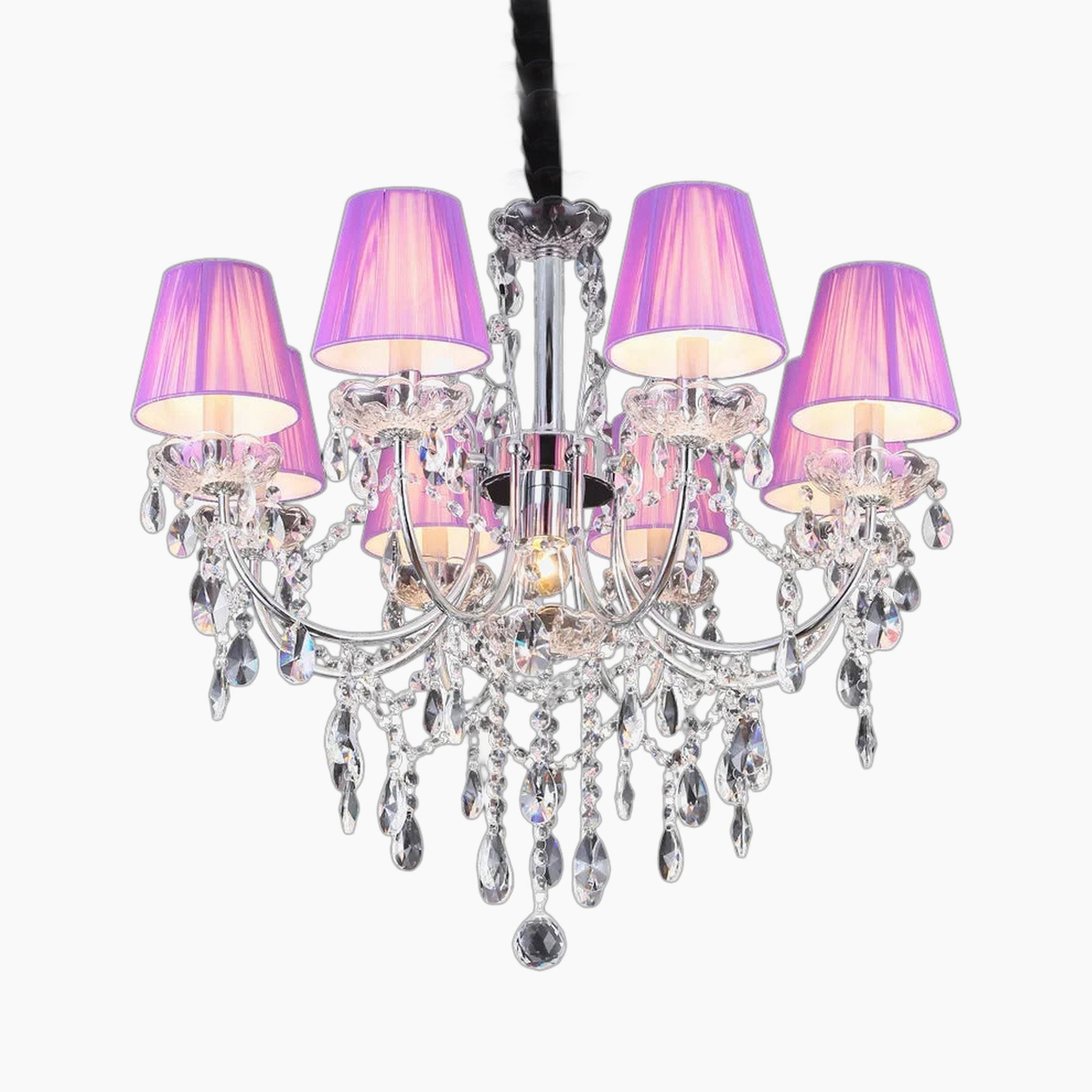 Vintage Crystal Chandelier with Colored Beads Forged Iron