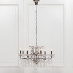 Maison Ornate French Style Crystal Chandelier with 8 chrome arms and sparkling crystal accents.