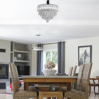 Maison Ornate Chrome Crystal Industrial Chandelier with intricate chrome frame and cascading crystal accents.