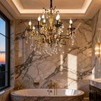 Maison Ornate Gold Multi-Arm Crystal Chandelier in elegant modern style with sparkling details.