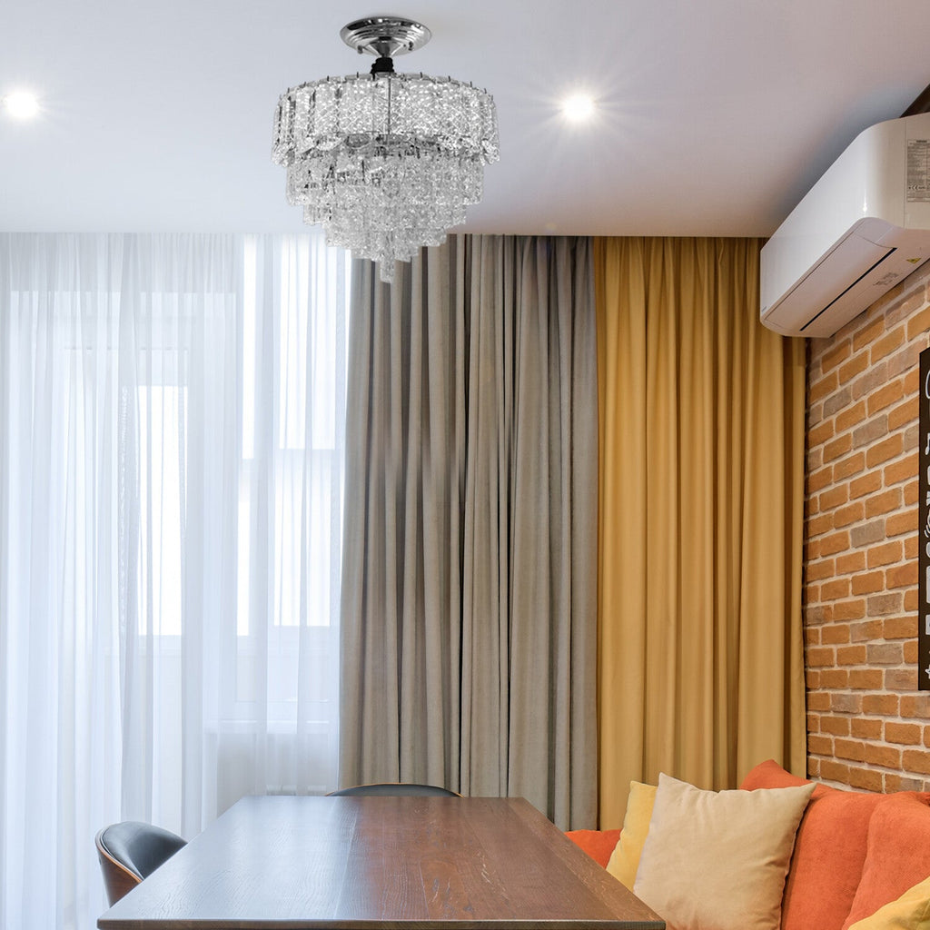 Chrome Crystal Industrial Chandelier by Maison Ornate, elegant ceiling lighting for modern dining and living rooms.