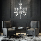 Maison Ornate Elegant 5-Branch Crystal Chrome Chandelier with intricate crystal details and polished chrome finish.