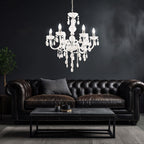 Maison Ornate 6-Arm Crystal Chandelier featuring elegant ornaments and luxurious hanging crystal accents.