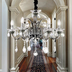 Maison Ornate Crystal Chandelier Classic Design Chrome 6 Lights, elegant multi-arm crystal lighting fixture.
