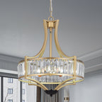 Maison Ornate Elegant Five-Light Glass Crystal Chandelier E14, sparkling clear crystal accents suspended.